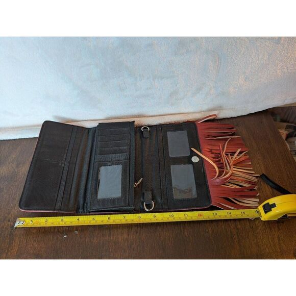 Leather and turquoise western fringe wallet - Picture 5 of 6